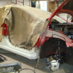 Before and after photographs of a damaged Hyundai Elantra that was repaired by Elite Paint & Body Shop