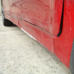 Before and after photographs of a damaged Hyundai Elantra that was repaired by Elite Paint & Body Shop