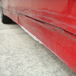 Before and after photographs of a damaged Hyundai Elantra that was repaired by Elite Paint & Body Shop