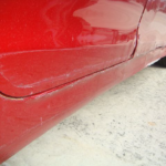 Before and after photographs of a damaged Hyundai Elantra that was repaired by Elite Paint & Body Shop