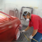 Before and after photographs of a damaged Hyundai Elantra that was repaired by Elite Paint & Body Shop