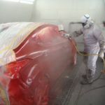 Before and after photographs of a damaged Hyundai Elantra that was repaired by Elite Paint & Body Shop