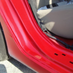 Before and after photographs of a damaged Hyundai Elantra that was repaired by Elite Paint & Body Shop