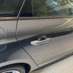 Before and after photographs of a damaged Audi A4 that was repaired by Elite Paint & Body Shop in West Palm Beach, FL.