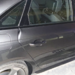 Before and after photographs of a damaged Audi A4 that was repaired by Elite Paint & Body Shop in West Palm Beach, FL.