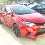 Before and after photographs of a damaged Red Toyota Corolla that was repaired by Elite Paint & Body Shop in West Palm Beach, Florida.