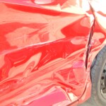 Before and after photographs of a damaged Red Toyota Corolla that was repaired by Elite Paint & Body Shop in West Palm Beach, Florida.