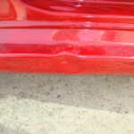 Before and after photographs of a damaged Red Toyota Corolla that was repaired by Elite Paint & Body Shop in West Palm Beach, Florida.