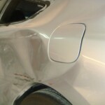 Before and after photographs of a damaged, silver, Honda Accord that was repaired by Elite Paint & Body Shop in West Palm Beach, FL.
