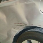 Before and after photographs of a damaged, silver, Honda Accord that was repaired by Elite Paint & Body Shop in West Palm Beach, FL.