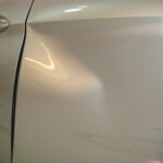 Before and after photographs of a damaged, silver, Honda Accord that was repaired by Elite Paint & Body Shop in West Palm Beach, FL.