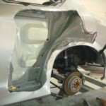 Before and after photographs of a damaged, silver, Honda Accord that was repaired by Elite Paint & Body Shop in West Palm Beach, FL.