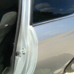 Before and after photographs of a damaged, silver, Honda Accord that was repaired by Elite Paint & Body Shop in West Palm Beach, FL.